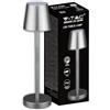 V-TAC Lampada da Tavolo senza Fili LED Dimmerabile con Comandi Touch - Lampada Grigia Wireless 3W per Uso Interno ed Esterno IP54 da Casa o Ristorante - Batteria 4400 mAh - Luce 3000K Bianca Calda