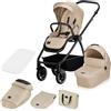 LIONELO MERIL 2-in-1 Carrozzina e Passeggino Neonati, 0-48 Mesi, Fino a 22 Kg, Navicella XXL 9 Kg, Ruote All-Terrain 360°, Schienale Reclinabile, Sospensioni, Cappottina XXL