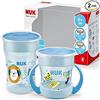NUK Magic Cup & Mini Cup - Set di bicchieri per imparare a bere, con bordo a 360°, a partire da 6 mesi e senza BPA, 160 ml e 230 ml, colore: blu