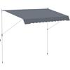 Outsunny Tenda da Sole a Bracci Avvolgibile con Manovella e Struttura Telescopica, 4x1.2m, Grigio