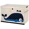 3 Sprouts, Baule Portagiochi Realizzato in Poliestere, Ideale per Contenere Oggetti e Giochi, Cesta Giochi Bambini Decorata con Balena Blu, 61x37x38 cm
