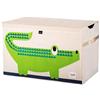 3 Sprouts, Baule Portagiochi Realizzato in Poliestere, Ideale per Contenere e Organizzare Oggetti e Giochi, Cesta Giochi Bambini Decorata con Coccodrillo Verde, 61x37x38 cm
