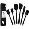Generisch Set Utensili Cucina in Silicone Professionale - 6 Pezzi, Mestoli, Spatola, Leccapentole, Pennello e Paletta per Cucina, Pasticceria, Torte - Accessori Cucina Sicuri e Durevoli (nero)