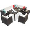 Set in technorattan con divano angolare Colorado Comida Max 8 marrone Bica