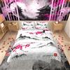 Loussiesd Set copripiumino in stile giapponese, fiori di ciliegio e set di biancheria da letto super king dell'acquerello per ragazze decorazione donna fiori rosa letti con cerniera