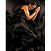SATIN Set in raso per letto super king composto da copripiumino, lenzuolo con gli angoli e 4 federe, colore: nero
