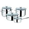 Lagostina Smart Set di Pentole Induzione, Gas e Forno in Acciaio Inox 18/10, 9 Pezzi, Fondo Lagoseal Plus Triplo Strato, Batteria di Pentole con 4 Casseruole, Pentola 2 Maniglie, 4 Coperchi