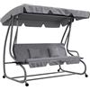 Outsunny Dondolo Letto da Giardino con Tettuccio Regolabile e Vassoi Portabicchieri, Dondolo da Giardino in Acciaio e Poliestere, 200x120x164 cm, Grigio