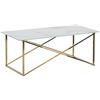Beliani Tavolino Piano Stile Marmo Bianco e Vetro Temperato Base Oro 100 x 50 cm