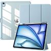 TiMOVO Custodia per Nuovo iPad Air 13 Pollici (M4/M3/M2-2026/2025/2024) con Portapenne, Cover Protettiva per iPad Air 13 con Supporto Pieghevole & Retro Trasparente, Auto Sveglia/Sonno, Cielo Blu
