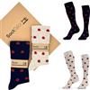 SockTailor Calze Uomo Lunghe in Caldo Cotone, Fantasie Eleganti e Divertenti Coccinelle, Calze Uomo Invernali, Calzini Uomo Lunghi 41 46, Made in Italy, 2 Paia Blu Panna, Pacchetto Ecologico