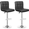 IntimaTe WM Heart 5001A03, Set di 2 sgabelli da bar in finta pelle, stile moderno, quadrato, da cucina, con schienale, colore: nero, 43 x 36 x 94.5 cm
