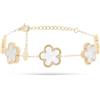FREDDY Bracciale da Donna 5 Fiori Pendenti Bianco, Braccialetto in Acciaio Gold Inossidabile Ipoallergenico - Collezione Harmony - 20 cm, Diametro 6,5 cm