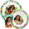 Sorrisini Set Stoviglie riutilizzabili adatte per microonde Vaiana, Piatti in plastica con piatto, ciotola, bicchiere, Set Svezzamento Prima Pappa Bimbi in plastica, Vaiana