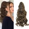 Cybelleza Coda Capelli Extension Clip Claw Coda di Cavallo con Pinza Mossi 45cm Posticci per Capelli Ricci Ponytail Sintetici Lunghi Coda Finta Ondulati, Castagna