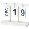Tomotato Calendario da Tavolo in Legno, 20x14cm Calendario a Fogli Mobili Perpetuo, Conversione Manuale, Calendario Decorativo Riutilizzabile(Bianco)