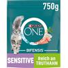 PURINA ONE BIFENSIS Sensitive cibo per gatti secco, ricco di tacchino, confezione da 6 (6 x 750 g)
