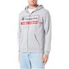 Champion Legacy Graphic Shop Authentic - Powerblend Fleece Full Zip Felpa con Cappuccio, Grigio Melange Chiaro, M Uomo FW23