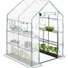 Relaxdays Serra in Telo, 4 Finestre, 2 Scaffali, Tenda in Pellicola, per Pomodori, 2m², HLP 190x140x140 cm, Trasparente