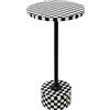 Kare Design tavolino da caffè Dromero Chess, nero/bianco, diametro 25cm, tavolino soggiorno/divano, piccoli spazi, design scacchi, stanza da letto, sala da pranzo, corridoio, 50x25x25cm (A/L/P)