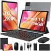 WOREGOO 2K Tablet 10.4 Pollici Android 14, 36GB RAM+256GB ROM(TF 1TB), 2.0Ghz Octa-Core, Dual 4G LTE+5G WiFi, Face ID/8000mAh/OTG/8MP+13MP/BT5.0/GPS/GMS, Tablet con Tastiera e Mouse, Grigio