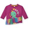 Tuc Tuc Maglietta a Maniche Lunghe Viola con Volant Arcobaleno e Dinosauro da Ragazza Collezione Cyber Dino (Taglia 5 Anni)