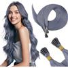 RUNATURE I Tip Extension Capelli Veri Keratin Blu Grigio Pre Bonded Stick Tip Remy Cheratina Capelli Lisci 14 Pollice/35cm 25 Strands/20g