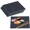 Relaxdays Set di 6 Piatti da Portata in Ardesia, Set da 6 Vassoi Quadrati 25x25 cm, Servire Sushi, Salumi e Formaggi, Nero