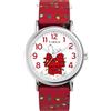 Timex x Peanuts - Orologio da donna Weekender Holiday 38 mm, cinturino rosso, quadrante bianco, cassa argentata, Rosso, Casual