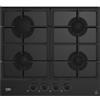 Beko Piano Cottura da Incasso 60 cm 4 Fuochi Gas FlameAdjust Cristallo nero con manopole dark inox Griglie in ghisa Beko HILG64325SDX - HILG64325SDX