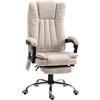 Vinsetto Poltrona da Ufficio Massaggiante Riscaldante, Altezza Regolabili, Sedie con Poggiapiedi Retrattile, 62x67x113-120cm, Crema | Aosom Italy