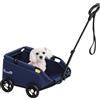 PawHut Passeggino per Cani Pieghevole con Borsa e Cuscino, in Acciaio e Tessuto Oxford, 53x45x28 cm, Blu Scuro