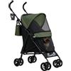 PawHut Passeggino per Cani con 2 Finestre a Rete, in Acciaio e Tessuto Oxford, 76x44x103 cm, Nero e Verde Scuro