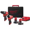 Milwaukee M12 FPP2A2-402X kit trapano con percussione+avvitatore ad impulsi 12V 4933480587