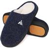 Mishansha Pantofole Uomo Invernali Ciabatte Donna Invernali da Casa Ciabatte Pelose Calde Memory Foam Babbucce Oxford Blu, Gr.47 EU