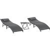 VivaGarden Set 2 Lettini Prendisole da Giardino Mare Spiaggia con Tavolino e Cuscini in Rattan 196x61x53 cm colore Grigio - 017GY862
