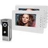 QttyElok 7'' TFT LCD Colori Videocitofono Campanello System 2 Monitors Doorbell + 700TVL Telecamera per Esterni IR Visione Notturna per Casa
