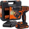 BLACK+DECKER, Trapano/Avvitatore 18V - 1.5Ah in Valigetta, Nero, 35,8 x 14,8 x 12,8 cm. BDCDC18K-QW