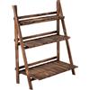 Easycomfort Portapiante Pieghevole Portavasi in Legno di Abete con 3 Livelli Scaffale da Esterno per Piante Portafiori 80x37x93cm