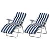 EasyComfort Sedia Sdraio per Esterni da 2 Pezzi Pieghevole e Reclinabile, Lettino Prendisole con Cuscino Imbottito, Blu e Bianco