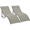 Easycomfort Set 2 Sdraio da Giardino Pieghevoli, Lettino Prendisole in Alluminio e Textilene, 61x165x63cm