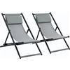 Easycomfort Set 2 Sedie Poltrona Sdraio da Esterni, Pieghevoli e Reclinabili, in Alluminio, Grigio, 96.5 x 58 x 91.5cm