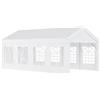 Easycomfort Gazebo da Giardino 8x4m in Acciaio con Pareti Rimovibili e Finestre Trasparenti, Bianco