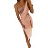 MaNMaNing Vestiti da Cerimonia Donna Elegante Abiti da Donna Senza Maniche Monospalla Irregolare con Paillettes Vestito da Cocktail con Cintura