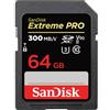 SanDisk 64GB Extreme PRO, scheda SDXC, fino a 300 MB/s, UHS-II Class 10 U3 V90
