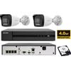 Hikvision KIT videosorveglianza ip POE Nvr 4 canali 4K 2 telecamere 4 MP microfono hdd 1tb