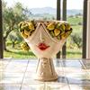 Ceramiche di Caltagirone Sofia Testa Zahira con Limoni h 30 cm — Donna, Madreperla | Ceramica Caltagirone - 30 cm / Limoni Siciliani