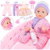 GirlDiary Bambola 30 cm con Set Accessori: 3 Vestiti, Culla e Accessori Alimentazione - Giocattolo Educativo per Bambine 3-8 Anni - Bambole per Bambina Idee Regalo