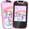 Dhapy Smartphone per Bambini, Telefono Touch Screen per Bambini, Lettore Musicale MP3, Giocattolo Educativo con Scheda SD 8G, Rosa