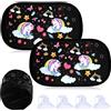 Pwsap 2 Pezzi Tendine Parasole Auto, Unicorni Interno Tende Oscuranti, Oscuranti Misura Universale Raggi UV Kit Finestrini Posteriori Protezione Solare Parabrezza Finestrino Laterale per Neonati E Bimbi